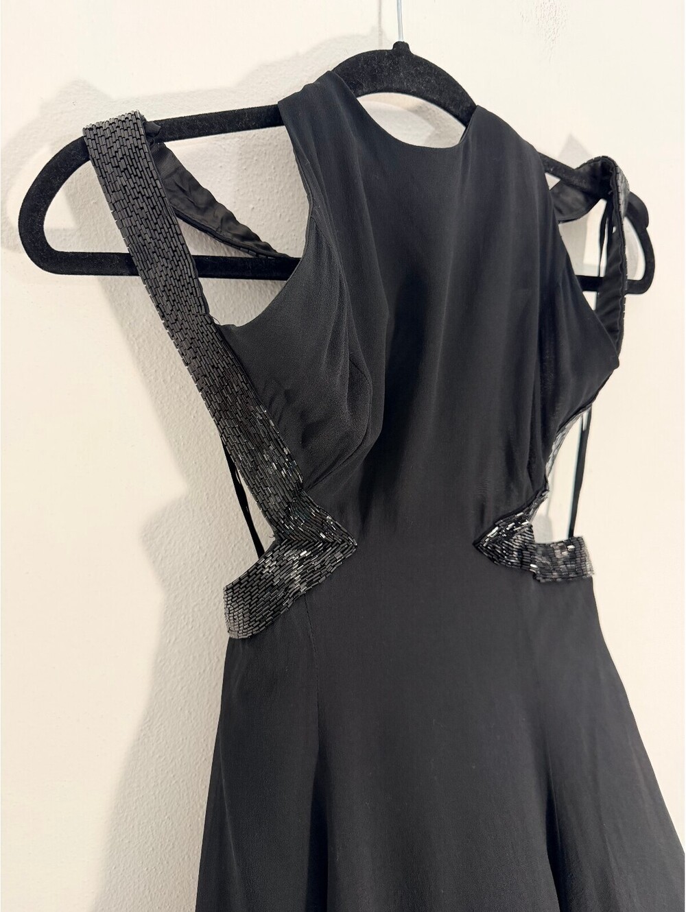Vintage Niteline Della Roufogali 100% Silk Beaded Cutout Dress Size 4 - Picture 3 of 8